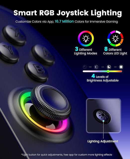 NinABXY Hall Effect Joystick Controller for Nintendo Switch 2, Wireless One-Piece Handheld Switch Joypad - Macro, Ergonomic Grip, Turbo- Christmas Accessories, Black,M - Image 5