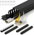 1.4"H x 1.6"W Cable Raceway, 66in Under Desk Wire Management Channel, Black by ZhiYo