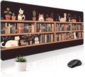 Cute Desk Mat for Keyboard Desktop Extra Large Mouse Pad, Cat Book | Desk Top Computer Deskmat, XL, XXL, Long, Aesthetic, Modern Girly Design, for Women, Girls, 30"x12" by Stanoha