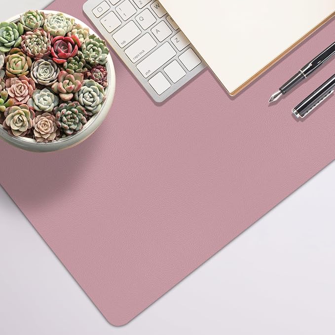 Leather Desk Pad Mat, Dusty Pink Desk Mat, 23.6" x 13.7" | Non-slip and Waterproof Computer Mat, Desk Protector for Office/Home, Desk Accessories for Women - Image 7