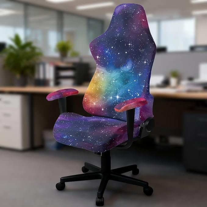 Colorful Galaxy Gaming Chair Cover Set of 4 Computer Game Chair Cover for Backrest, Seat Cushion and Armrest Slipcover Protectors for Home, Shop, Living Room, Office Desk - Image 6