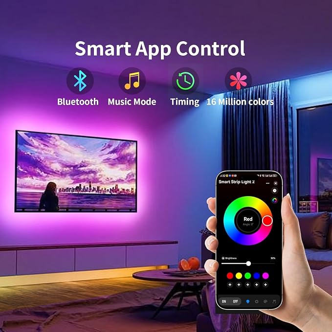 KSIPZE LED Lights for TV, 13.1ft TV led Backlight for 40-55Inch TVs RGB TV Backlight Behind Music Sync Bluetooth APP & Button Control TV LED Strip Lights USB Powered for Bedroom/Gaming - Image 3