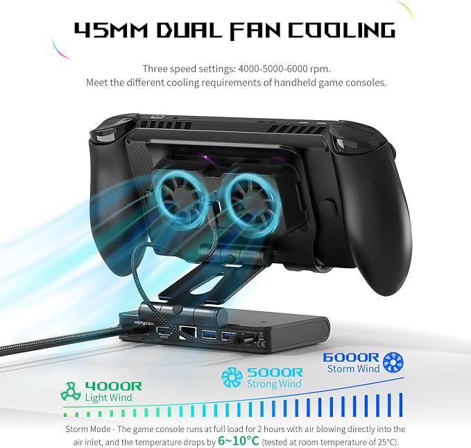 Magnetic Dual Cooling Fan Docking Station for ROG Xbox Ally X/Switch 2 - Image 2