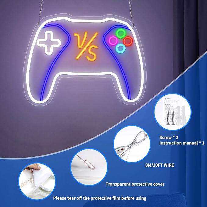 VS Gamepad Neon Sign - Dimmable USB Powered LED Light - Image 7