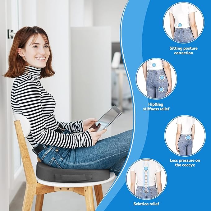 CushZone XXL Memory Foam Seat Cushion for Office & Car, Gray | U-shaped Coccyx Cutout, Contoured Design, Breathable Removable Mesh Cover, Non-Slip Base, Carry Handle - Image 8