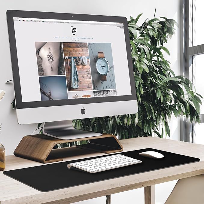 31.5" x 15.7" Waterproof Fabric Desk Pad Large Mouse Pad Office Game, Black | Stitched Edges Non-Slip Rubber Base Durable for Home Office Work - Image 6