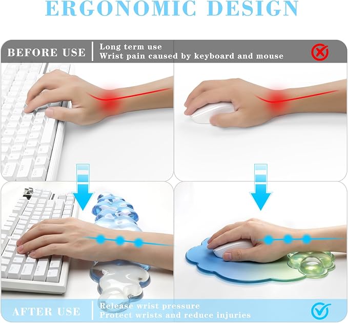 Cloud Keyboard Wrist Rest and Mouse Pad Set - Blue - Image 4