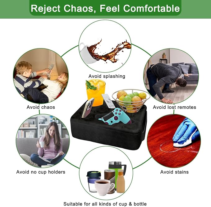 Couch Bed Cup Holder Pillow, Nisdoing 5 Hole Couch Drink Holder! Keep Drinks Hand Side and KeepTemp, Prevent Spills and Use Anywhere.Cup Holder for Couch, Bed,Camping,RV,Car,Beach.Black - Image 6