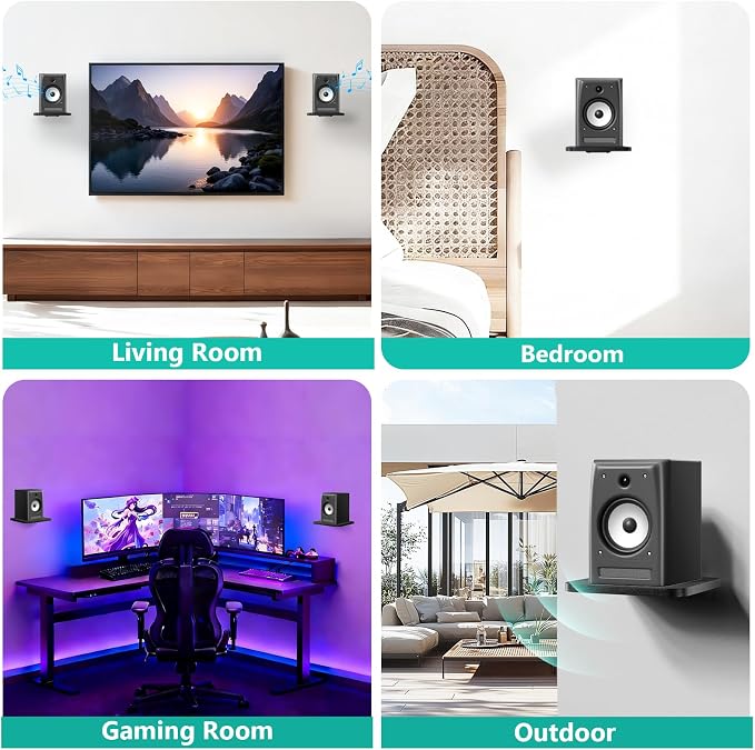 WALI Surround Sound Speaker Wall Mount, 1 Pair Heavy Duty Floating Shelf - Image 5