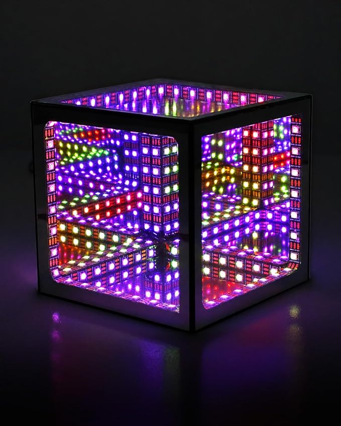 Infinity Mirror Hyper Cube LED Light, RGB Gaming Room Decor, 4Inches by Tinyimi