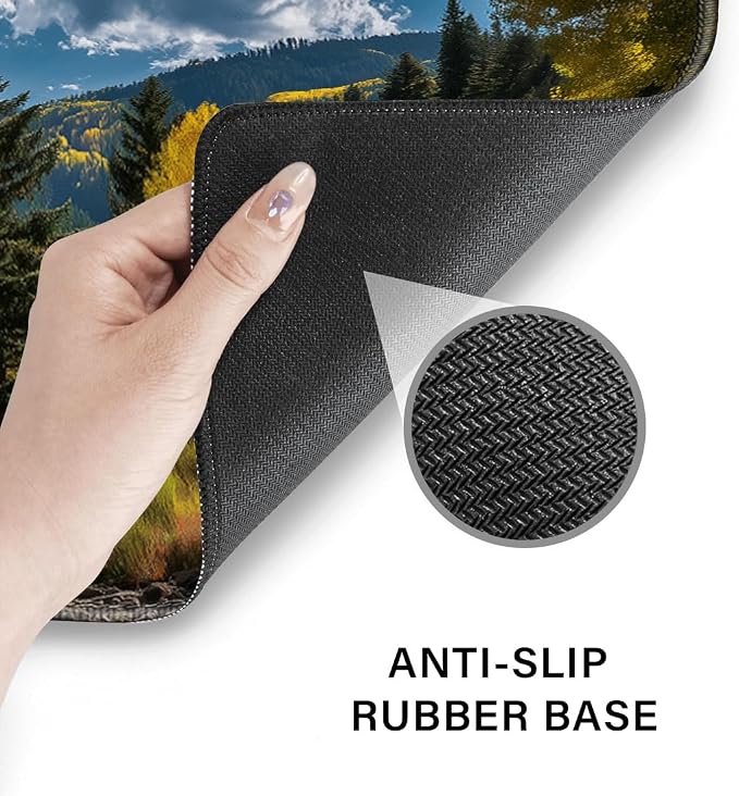 Desk Pad and Keyboard Wrist Rest, Large Mouse Pad + Keyboard Pad+Mouse Wrist Support, Non-Slip Desk Mat Protector for Office, Home 31.5×11.8 Inches Fall Forest - Image 5
