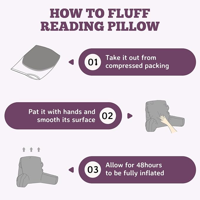 Reading Pillow for Bed,Back Pillow for Bed Sitting Up,Lumbar Support Pillow - Image 8