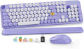 Wireless Keyboard and Mouse, Round Keycaps, Magnetic Wrist Rest, Purple by SABLUTE