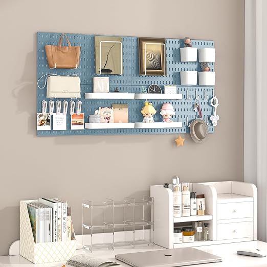 Pegboard Combination Kit, 8 Peg Boards and 30 Accessories Modular Hanging Black Pegboard for Walls, Office Wall Organizer, Keys Holder on Wall, Nursery Storage, 44"x22" Blue - Image 5