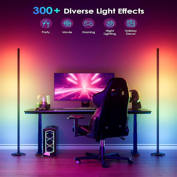 LED Floor Lamp, RGB Corner Floor Lamp with APP Remote Control,Black Standing Lamp with 16 Million Colors Changing Ambience Light with Music Sync,DIY Mode for Living Room, Bedroom (1) - Image 3