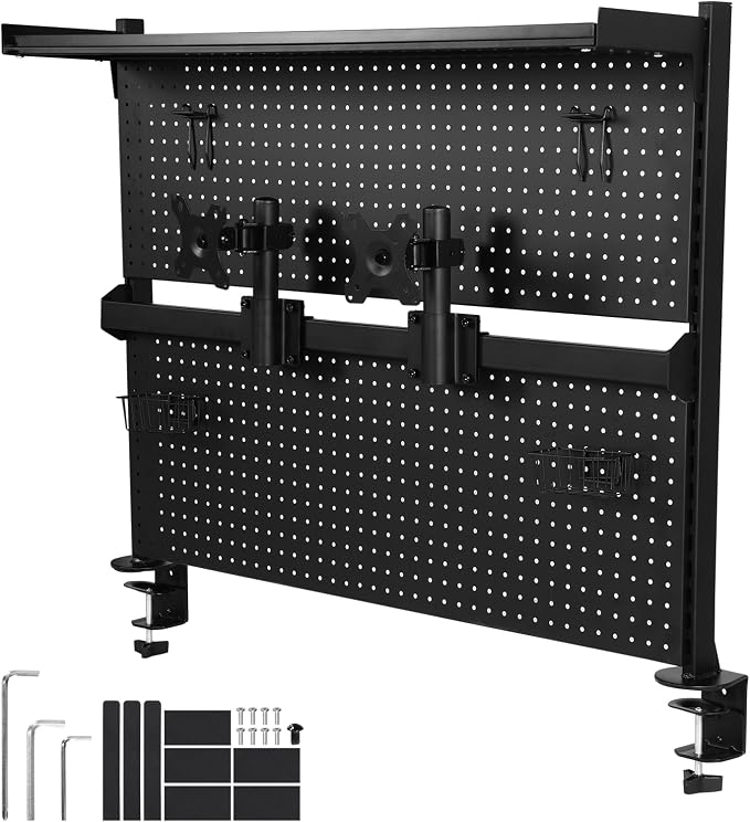51x34 Inch Gaming Desk Pegboard - Ergonomic Metal Workstation with Dual Monitor Stand, Integrated Cable Management & RGB Lighting for an Immersive Gaming Setup - Image 7