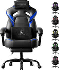 GTPLAYER Big and Tall Gaming Chair for Adults, Ergonomic Office Chair with Footrest, Heavy Duty 350 lbs Capacity, High Back, Premium Leather & Iridescent Trim, ACE-Armor, Black & Blue by GTPLAYER