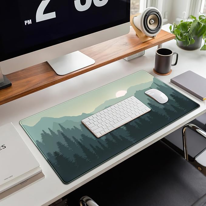 Forest Desk Mat Green Nature Large Mouse Pad XXL 31.5''X 15.7'' Landscape Aesthetic Desk Pad Gaming Mousepad Big Keyboard Mouse Mat for Laptop Computer Office Decor - Image 4