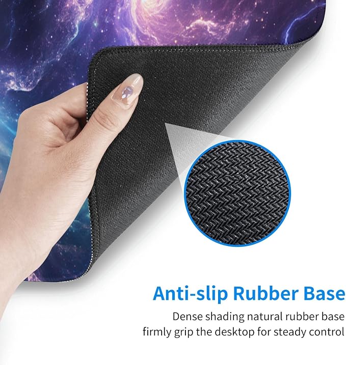 Gaming Mouse Pad Desk Pad,Extended Big Mouse Pad,31.5x11.8 Inch Long Computer Keyboard Mouse Mat Mousepad with 3mm Non-Slip Base and Stitched Edge for Gaming and Office… (Nebula) - Image 6