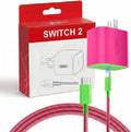 TPC 60W Charger for Nintendo Switch 2, 20V 3A AC Adapter Fast Charging with 6.6FT Braided USB-C Cord, Compatible with Switch 1, Lite, OLED, Steam Deck, Support 4K TV Mode (Magenta & Green) by TPC