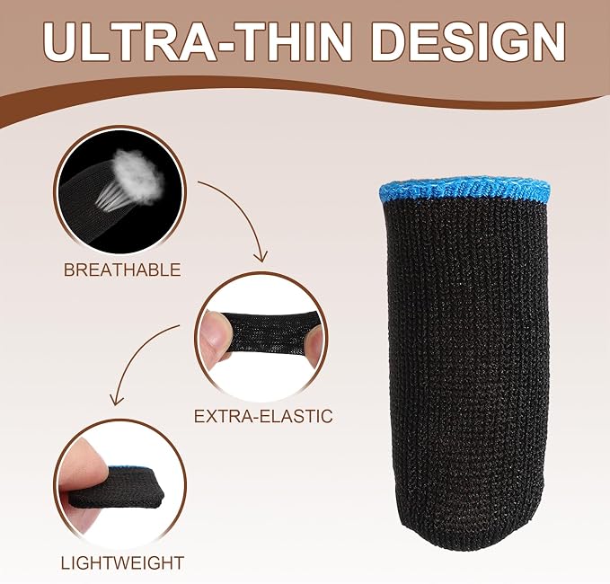 PATIKIL Controller Finger Thumb Sleeve, 40 Pack Mobile Gaming Finger Sleeve Silver Fiber Tip Gloves Anti-Sweat Breathable for Phone Game, Blue - Image 3