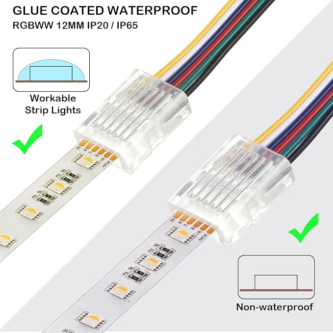 Flutesan 20 Pcs 6 Pin 12 mm LED Strip Connector RGB Lights - Image 5