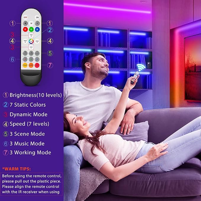 RGB Under Cabinet Lights with Motion Sensor, 6 Pre-Cut LED Strip Lights with Remote Control, Music Sync Color Changing Closet Lights, for Kitchen, Counter, Shelf, TV Backlight, Bookcase, 9.8ft - Image 4