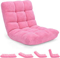 14-Position Floor Sofa, Folding Gaming Sofa Chair, Comfy Cushions & Study Steel Frame, Angle Adjustable Sleeper Bed, Couch Recliner (Pink) by Giantex