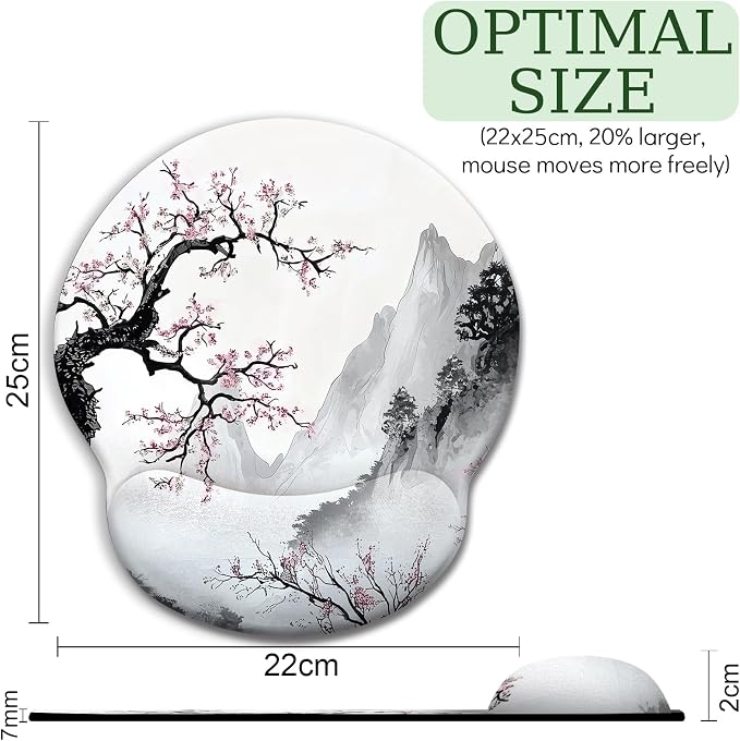 LIMKRIAN Japanese Ergonomic Mouse Pad with Gel Wrist Rest, 9.8 x 8.6 in - Image 4