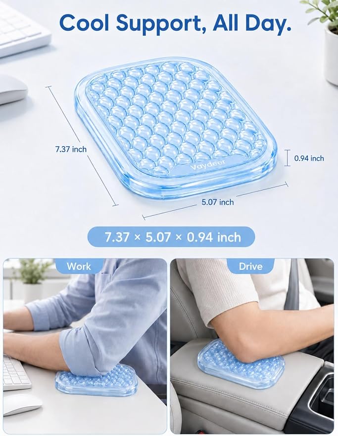 Vaydeer Clear Gel Elbow Pad for Desk, Ergonomic Arm Rest Cushion | Desk Wrist Rest for Keyboard and Mouse, Keyboard Wrist Pad for Computer and Laptop Typing, Gaming and Office Glacier Blue - Image 7