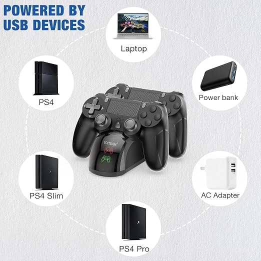 P4 Controller Charger Dock Station, 1.8 Hrs Fast Charging for P4 Charging Station, Charging Station with LED Indicator Charge Chip, Dual USB PS4 Charger Dock for PS4/PS4 Slim/PS4 Pro Charge - Image 5