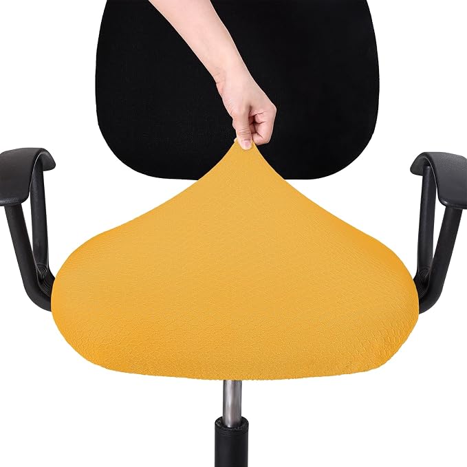 Smiry Office Computer Chair Seat Covers for Desk, Anti-dust Protector | Stretch Jacquard Removable Washable Desk Chair Seat Cushion Protectors, Mustard Yellow - Image 5