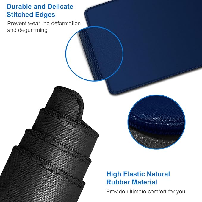 Large Mouse Pad, 31.5x15.7 inch Large Extended Computer Keyboard Mouse Mat, Water Resist Non-Slip Mousepad Rubber Base Long XXL Desk Mouse Pad for Work & Gaming, Office & Home, Dark Blue - Image 5