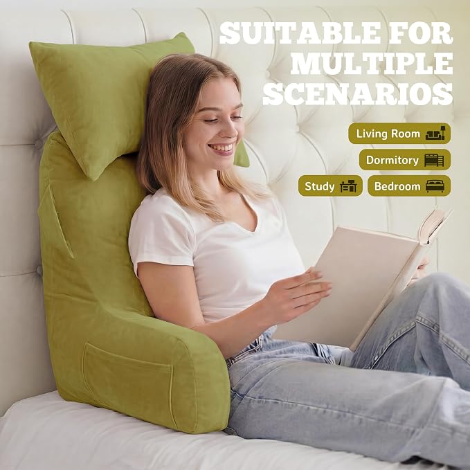Reading Pillow for Bed,Back Pillow for Bed Sitting Up,Lumbar Support Pillow - Image 3