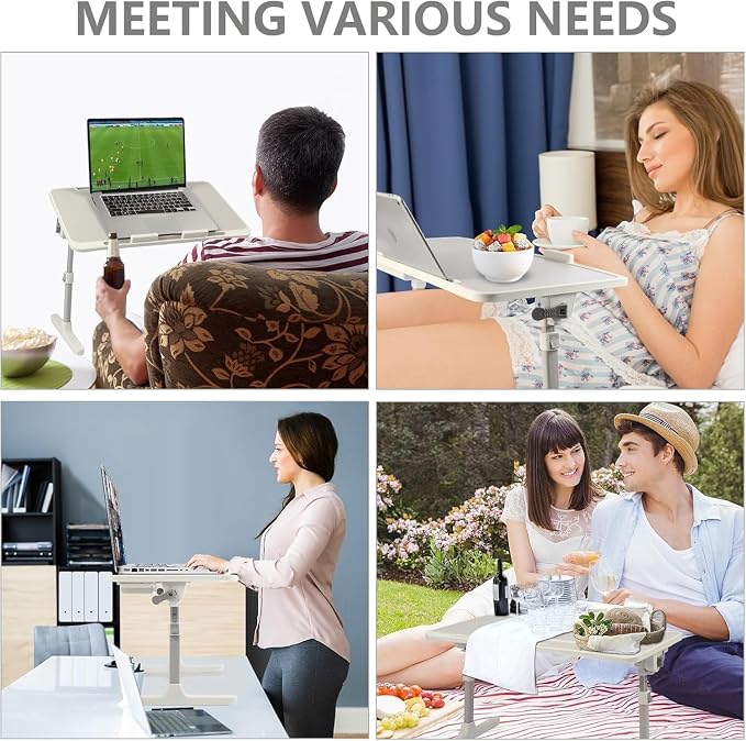 Laptop Desk for Bed, Height & Angle Adjustable Lap Desk with USB Cooling Fan, LED Light and USB Ports, Foldable Portable Laptop Table for Couch, Sofa, Floor, Reading, Writing (Gray) - Image 6