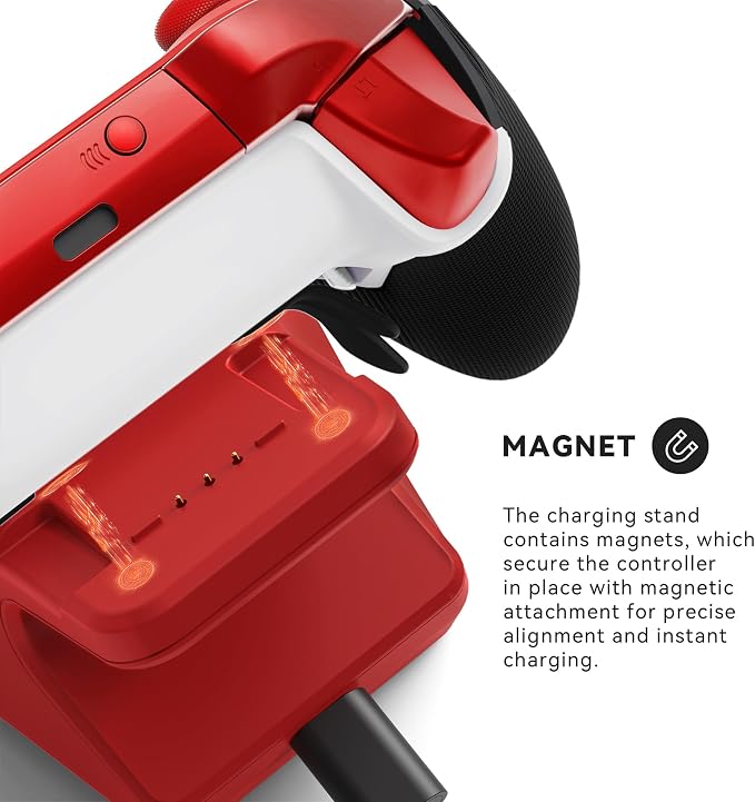 Charging Station Dock for Xbox Elite Series 2 Controller, Magnetic Charger Stand for Xbox Elite Series 2 Core Controller with Type C Charging Cable, LED Indicator - Red - Image 4