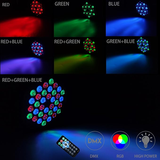 Manalete 36W RGB LED Stage Par Lights, 4 Pack - Image 2
