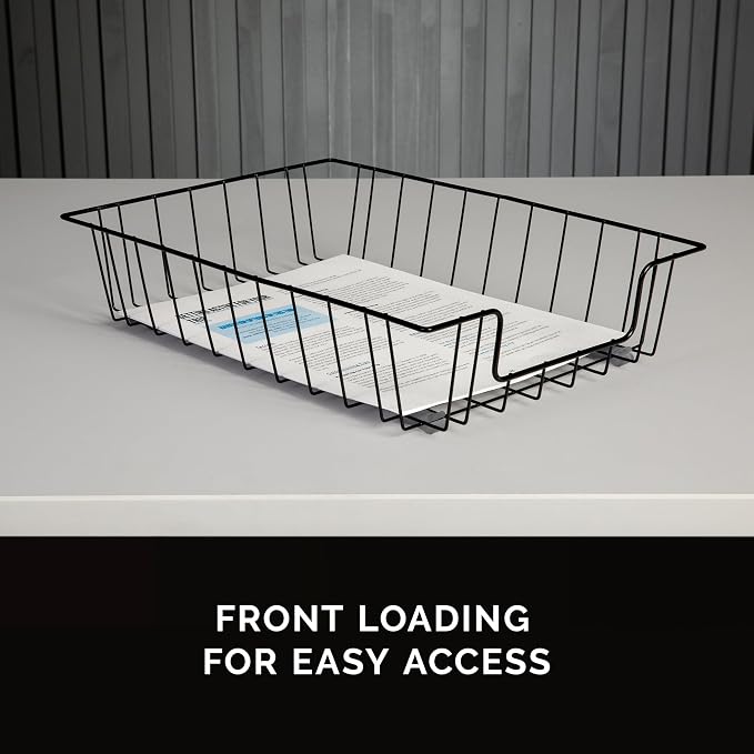 Fellowes Workstation 3" Letter Desk Tray Organizer, Wire, Black (60112) (Pack of 12) - Image 3