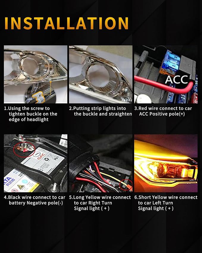Qasim Sequential LED Strips APP Bluetooth Control RGB Multi Color Headlight 24Inch LED Daytime Running Lights Flexible DRL Tube Strip 12V 2-Pack - Image 7