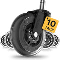 Lifelong Office Chair Wheels Replacement, Heavy Duty, 10 Pack Fits 98% | Original Rubber Caster, Desk Wheels, Smooth & Quiet, Safe for Hardwood Floors & Carpet, Replace Office Chair Mats by LIFELONG