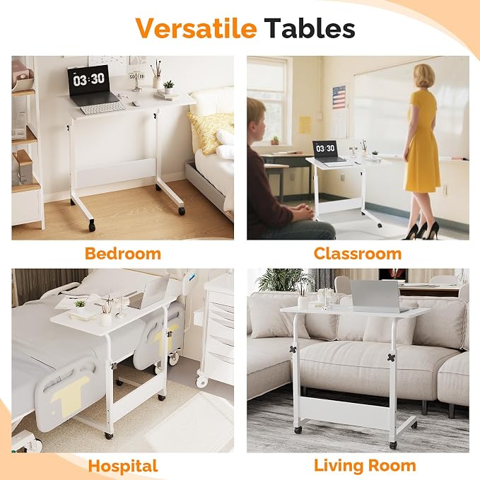 FCH Portable Computer Workstation, Standing Desk Adjustable Height, Small Computer Desk w/Rolling, Sit Stand Laptop Desk TV Tray for Bed Sofa Hospital Reading Eating, Rustic Brown, 23.6" - Image 6