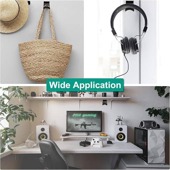 uxcell Headphone Stand, 1 Pcs ABS Headset Holder Adhesive Headphone Holder Hook Mount Headphone Hanger Hook Under Desk for Gaming Headphones Earphones Cables, Blue(Hanging) - Image 5
