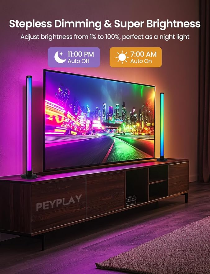 RGB+IC Ambient LED Light Bars for Gaming Room, PC, and Home Décor, USB Powered Mood Lighting with Music Sync, Alexa, App & Voice Control, Adjustable Brightness, DIY Effects - Image 5