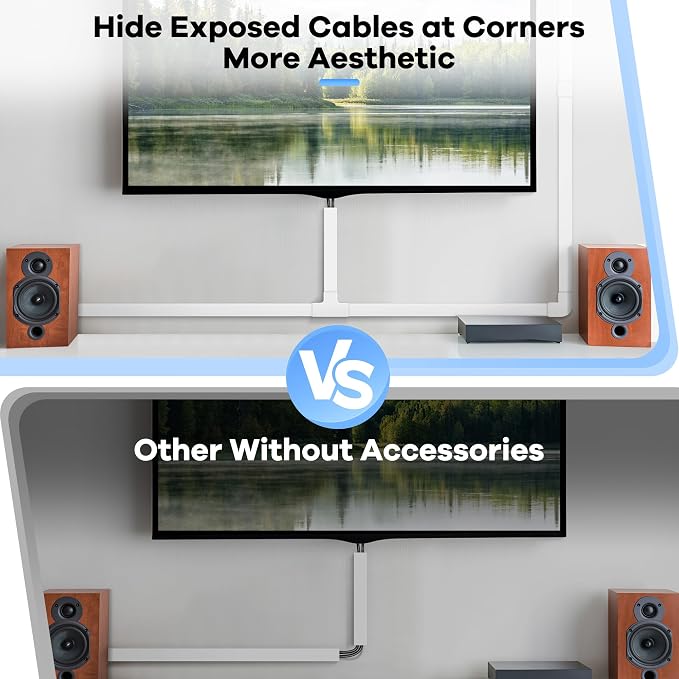 306in Cord Hider Kit, Cord Covers for Wires on Wall, Paintable Wire Cover for Cords, Cable Hider for Wall Mounted TV, White Cord Concealer, Cable Raceway Wire Management, 18x L17in x W0.95in x H0.55in - Image 7
