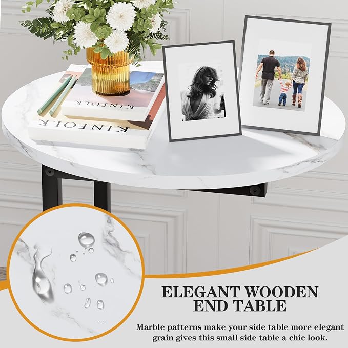 C Shaped End Table, Oval Side Tables on Couch, Black - Image 3
