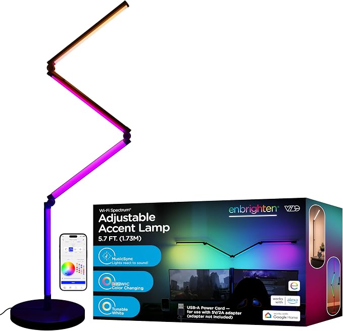 Enbrighten Vibe RGBWIC Smart Foldable Floor Lamp with Music Sync by Enbrighten