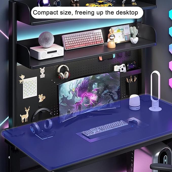 Clamp On Desk Organizer Shelf Privacy Panel for Gaming Desk Desk Extender Pegboard Workstation for Home Desk Organization 23.6/31.5/39.3in Desk Pegboard Includes 20 Accessories Black(100cm/39.3in) - Image 5