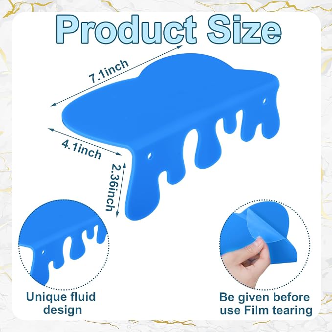 3 Pcs Small Acrylic Floating Wall Shelves 7.1" Floating Shelf for Wall 3 Colors Liquid Flowing Design Hanging Display Rack Shelves with Screws for Storage Living Room Gaming Room Home Decor - Image 3