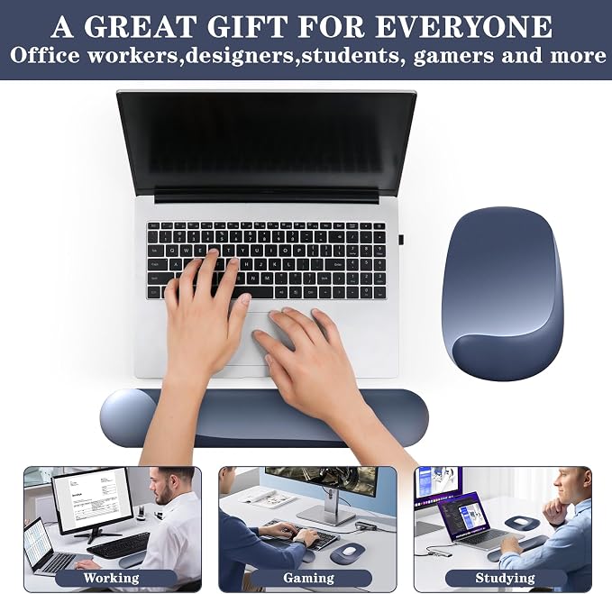 Wrist Rest for Keyboard and Mouse, Ergonomic Gel Computer Keyboard Wrist Rest with Memory Foam, Keyboard Wrist Support Pad for Long Hours of Work, Gaming, Studying-Relieve Wrist Pain - Image 7