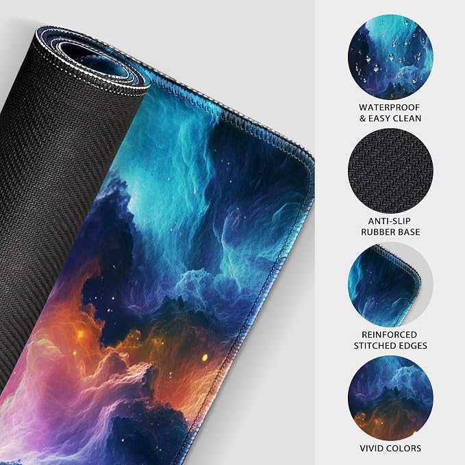 Galaxy Large Gaming Mouse Pad Desk Mat 31.5"x15.7" | Extended Mousepad, Non-Slip Rubber Base , Stitched Edges, for Computer/Laptop/Office/Home - Image 6